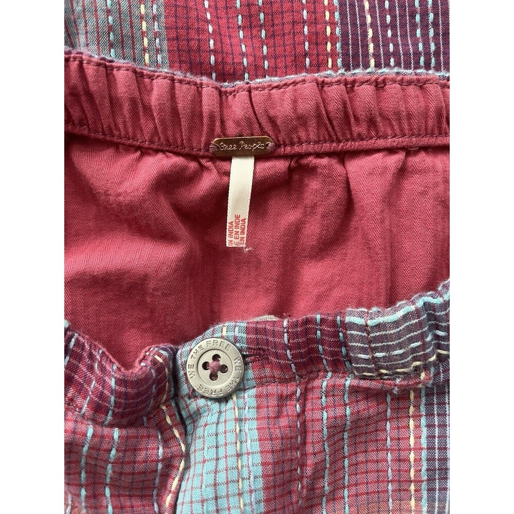 Free People Telluride Madras Plaid Wide Leg Cropped Pants XL 34x20 Rainbow Boho - Picture 4 of 5
